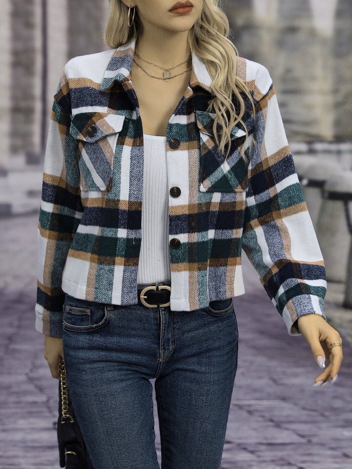 Damen Karierte Flanelljacke mit Taschen Drune