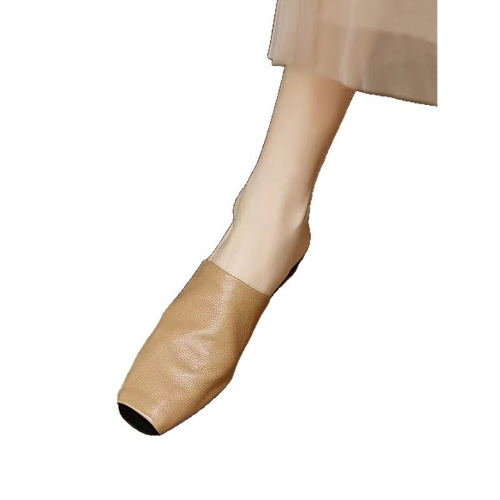 Damen Minimalistische quadratische Zehen-Mules aus Glattleder Drune
