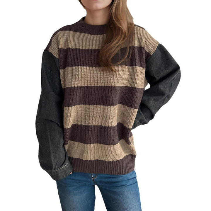Damen gestreifter oversized Pullover mit weichem Baumwollmix und modernem Design Drune