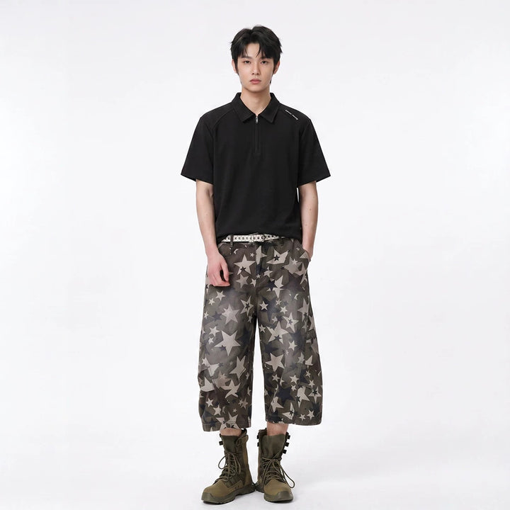 Herren Oversize-Halbzip-Polo mit technischem Jersey und verlängertem Rückensaum Drune