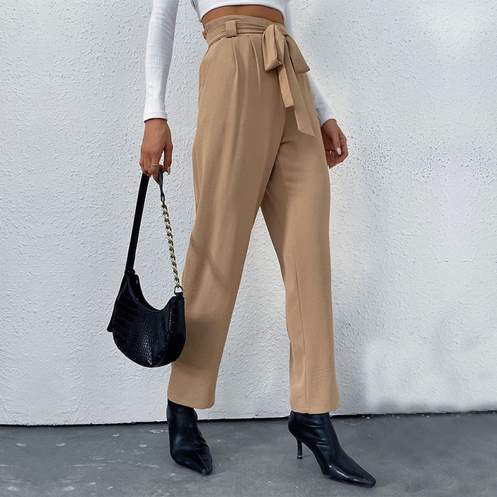 Damen Hochtaillierte Hosen mit Bindegürtel Drune