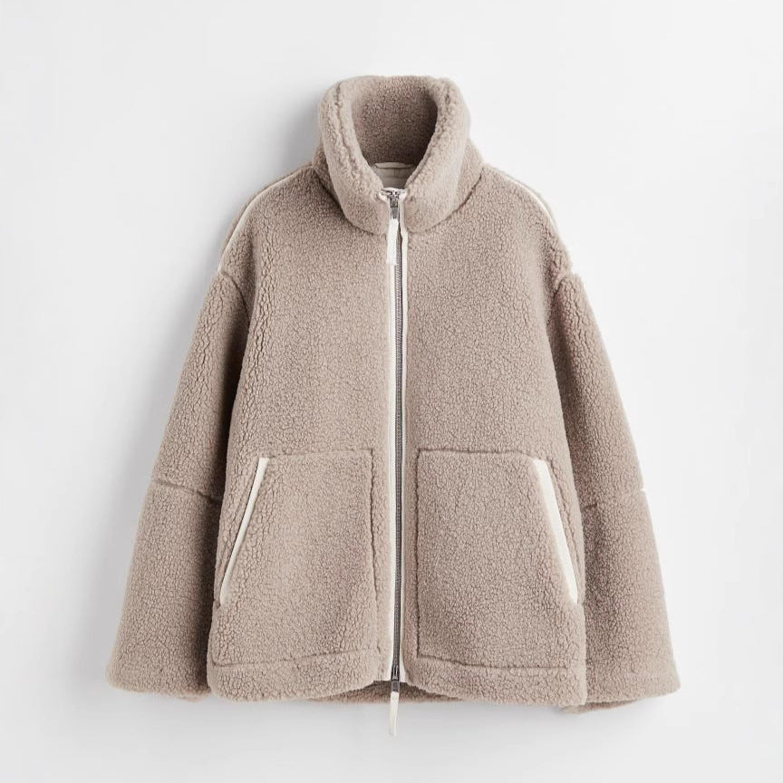 Damen Plush Sherpa Zip-Up Jacke Drune