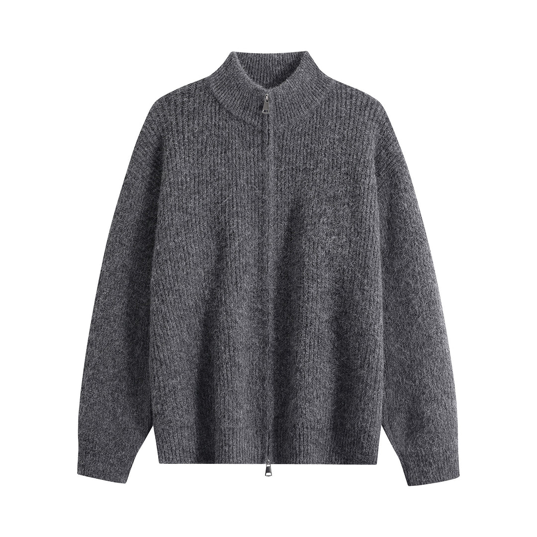 Damen Oversize-Strickjacke mit Rundhalsausschnitt, Rippsaum & Kontrastknöpfen Drune