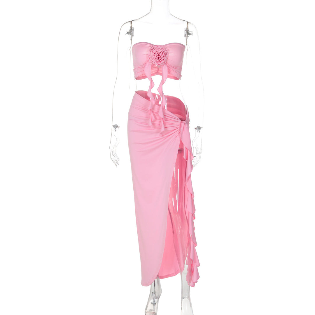 Damen Borten Maxikleid mit asymmetrischem Saum Drune