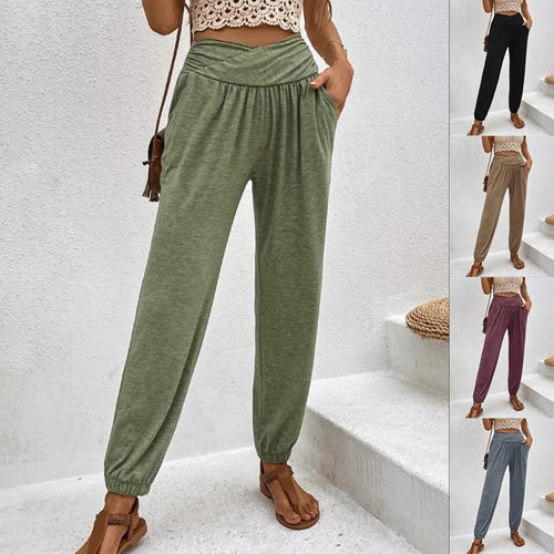 Damen Bequeme Freizeithose mit weit geschnittenem Bund und seitlichen Taschen Drune
