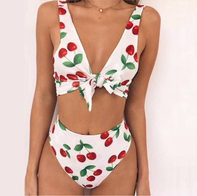 Damen Hoch tailliertes Bikini-Set mit verspieltem Knoten-Detail Drune