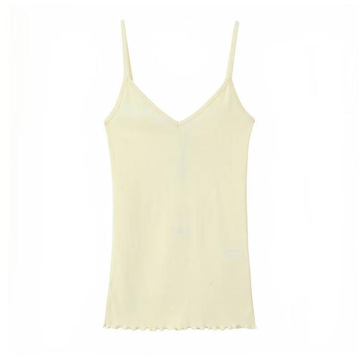 Damen Spaghettiträgeroberteil mit elegantem V-Ausschnitt und softer Textur Drune