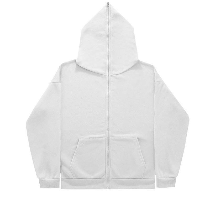 Unisex nan minimalistisch strukturierter Kapuzenzipper mit spitzer Kapuze, Kängurutasche und verstärkten Bündchen Drune