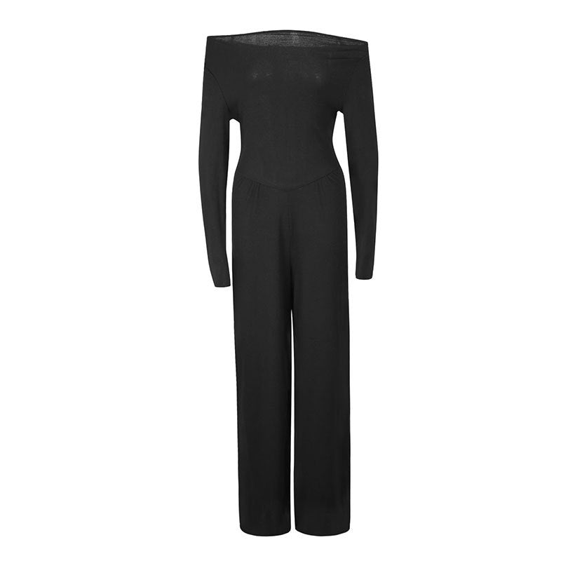 Damen Eleganter Jumpsuit mit Off-Shoulder Design und weitem Bein Drune