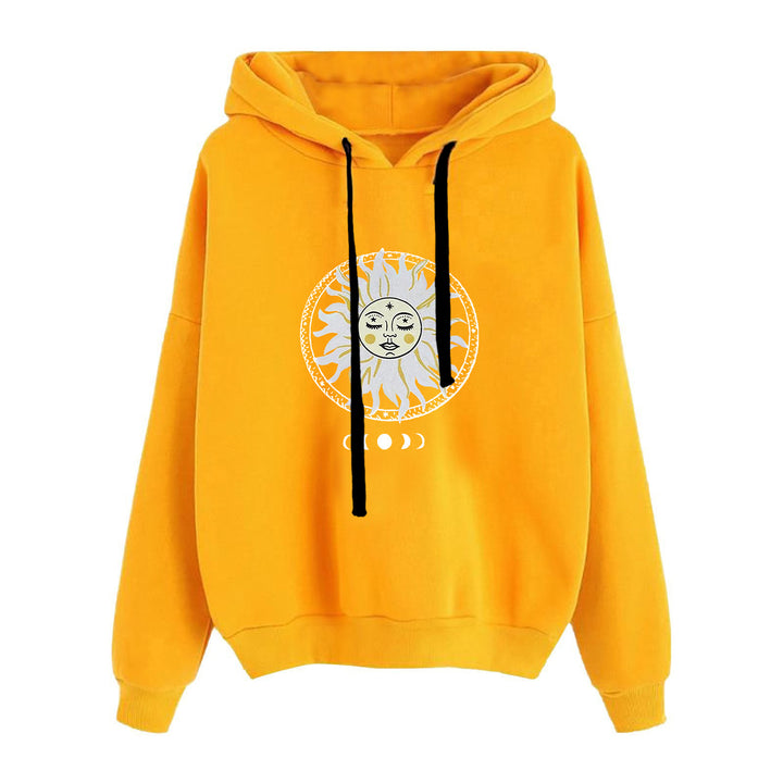 Damen nan lässiger Oversize Kapuzenpullover mit Herz‑und‑Pfotenprint, Kordelzug und gerippten Bündchen Drune