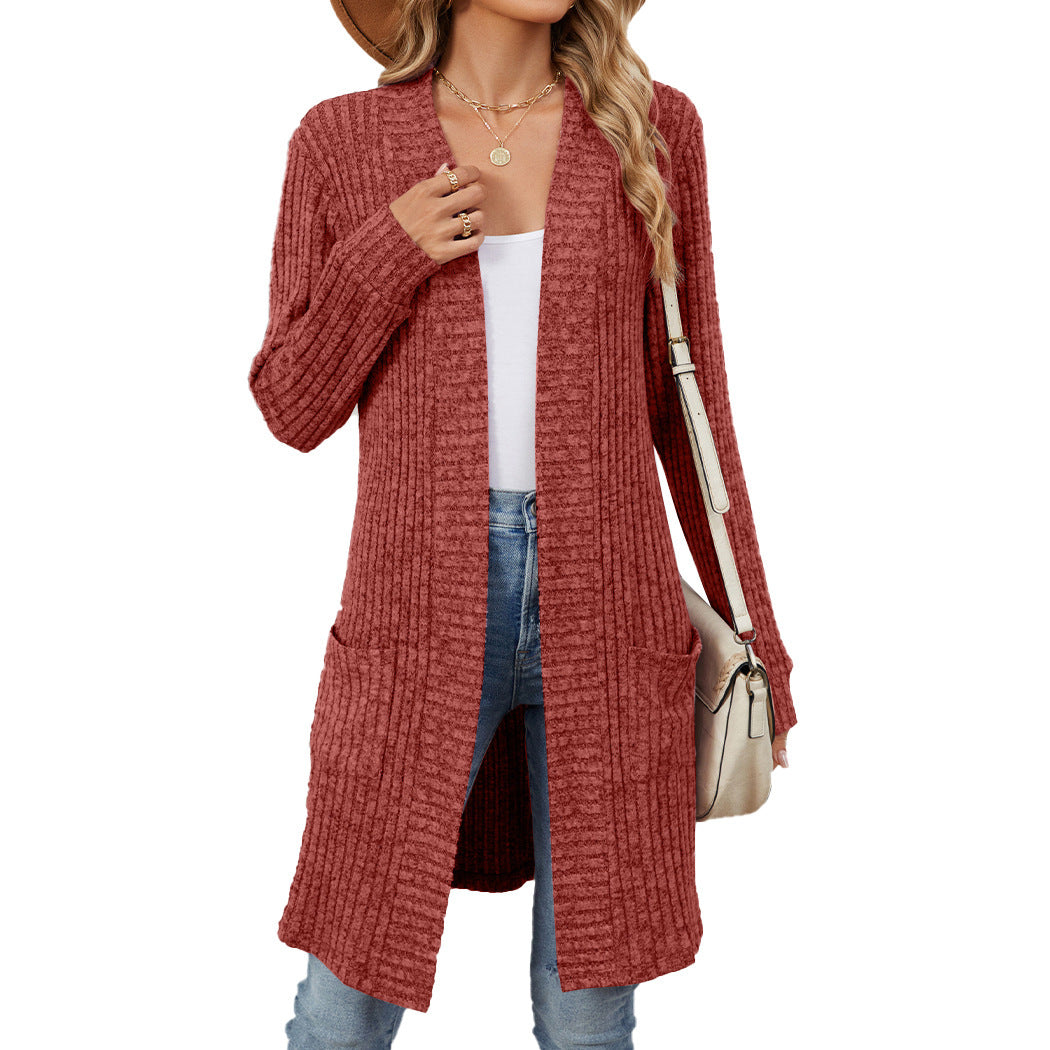 Damen Strickmantel mit praktischen Taschen und modischem Langschnitt Drune