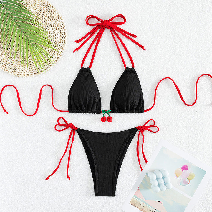 Damen Triangel-Bikini mit verspielten Krawatten und fruchtigem Detail Drune