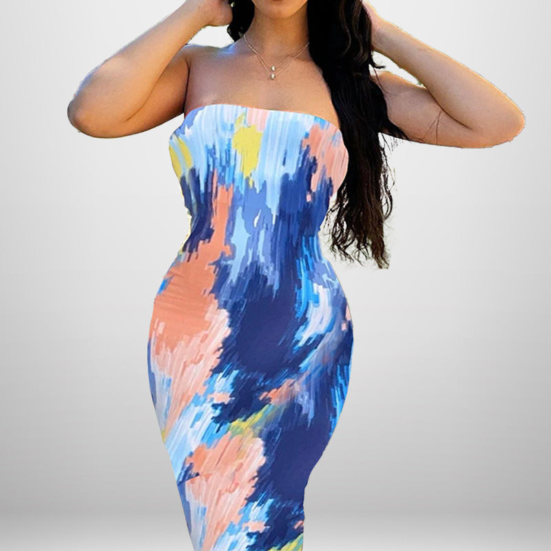 Damen Maxikleid mit schulterfreiem Design und figurschmeichelnder Drapierung Drune