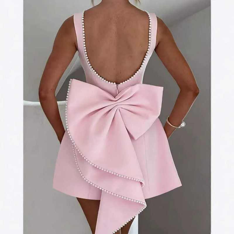 Damen A-Linien Cocktailkleid mit Perlenverzierung Drune