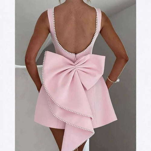 Damen A-Linien Cocktailkleid mit Perlenverzierung Drune