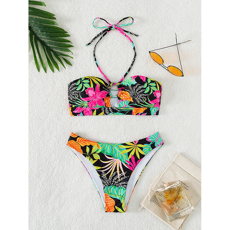 Damen Bunt gemusterter Bandeau-Bikini Drune