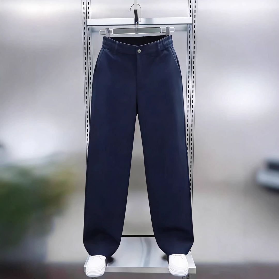 Herren Weite Chinohose mit hoher Taille und elastischem Rückbund Drune