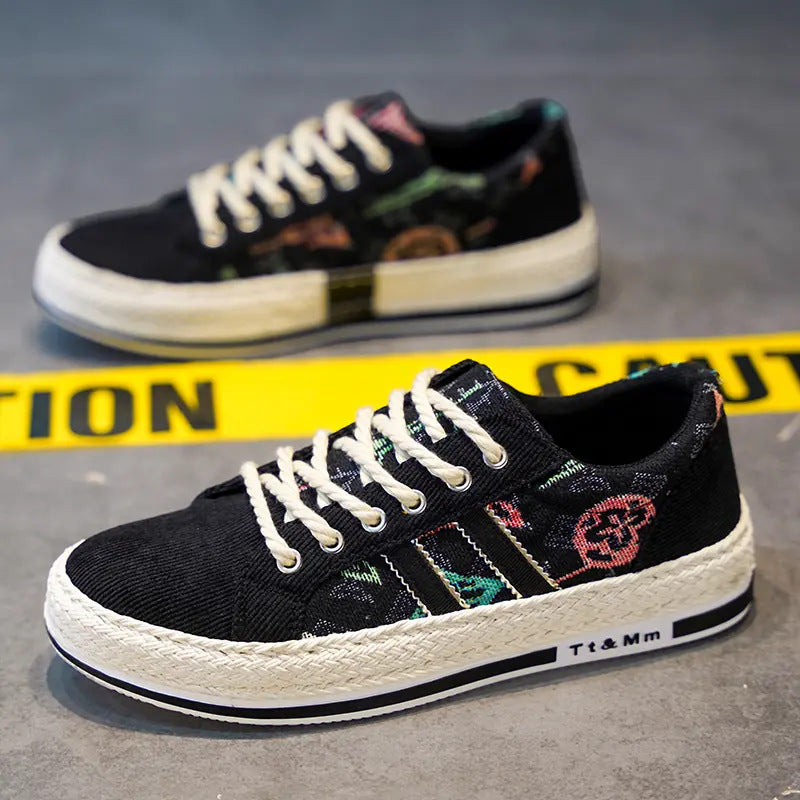 Herren Freizeitschuhe mit stylischem Textiloberteil und geflochtener Sohle Drune