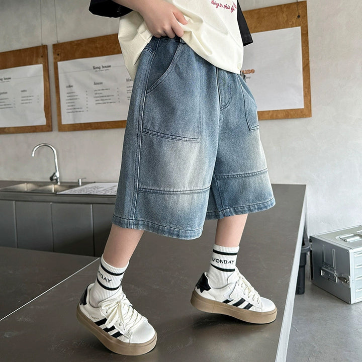 Jungen lässige Cargo-Shorts aus strapazierfähigem Denim Drune