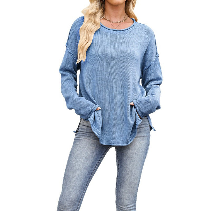 Damen gemütlicher Strickpullover mit weitem Schnitt Drune