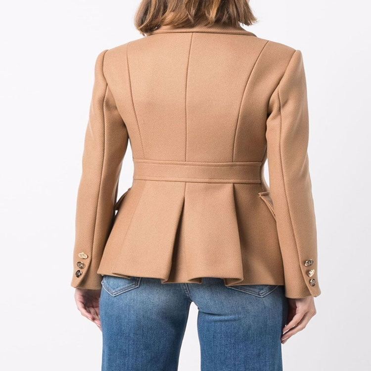 Damen Kurze militärinspirierte Wollmix‑Jacke mit Zierknöpfen Drune