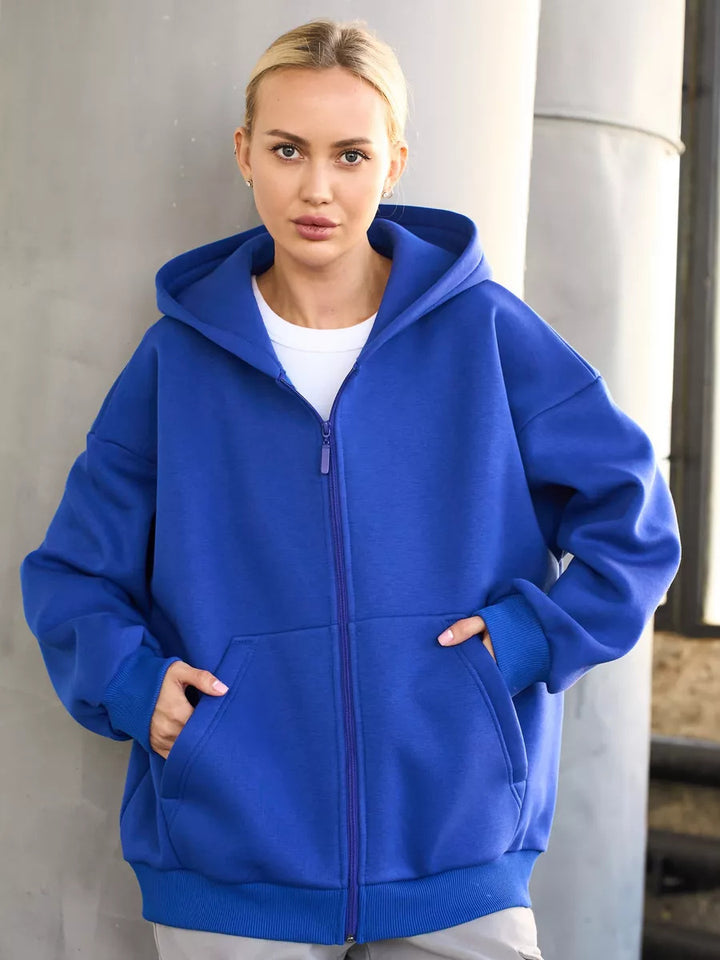 Damen Bequemer Fleece-Kapuzenjacke Drune