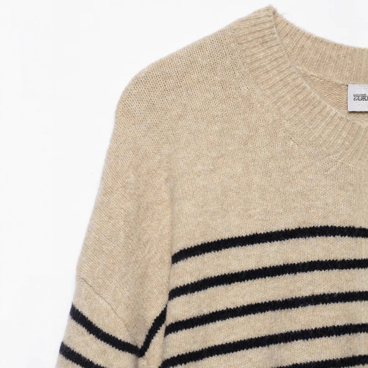 Damen gestreifter Strickpullover Drune