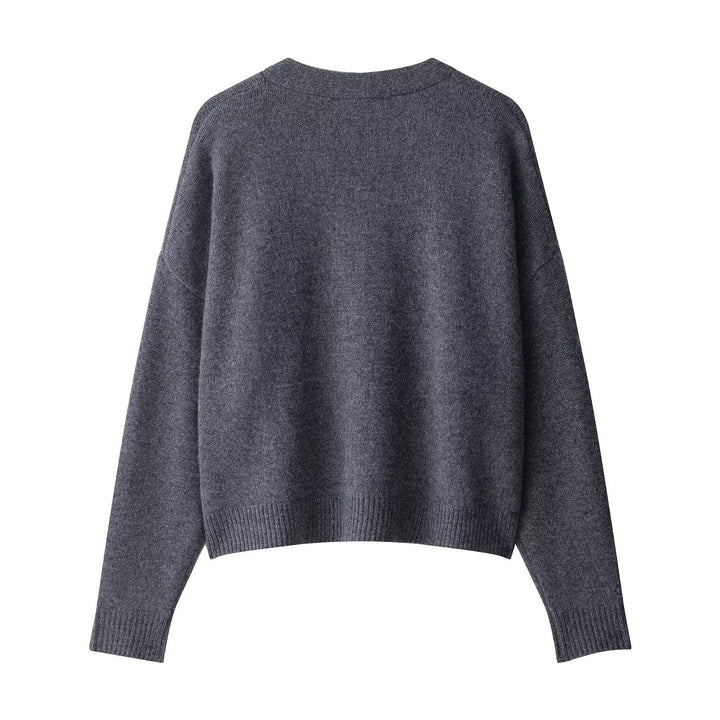 Damen leichte Strickjacke mit Knopfverschluss und aufgesetzten Taschen Drune