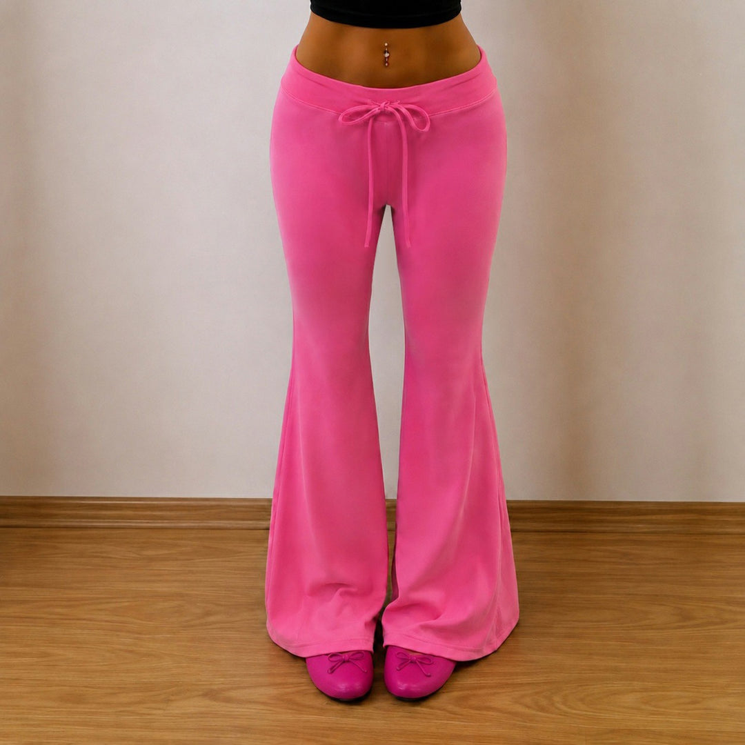 Damen ausgestellte Schlaghose mit Tunnelzug und Stretch-Jersey Drune