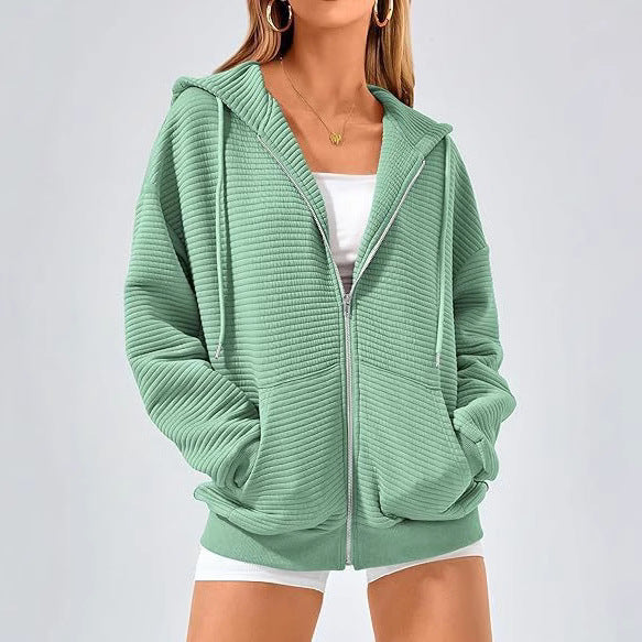 Damen stylische Kapuzenjacke mit strukturiertem Design und Reißverschluss Drune