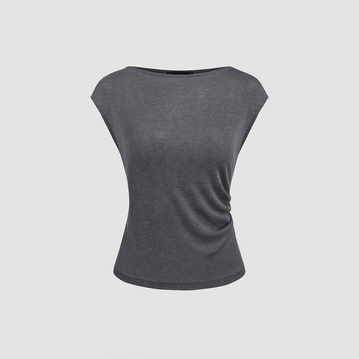 Damen elegantes Oberteil mit asymmetrisch drapiertem Design Drune