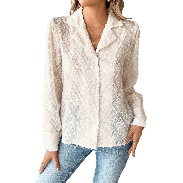 Damen Verspielte Bluse mit strukturiertem Stoff Drune