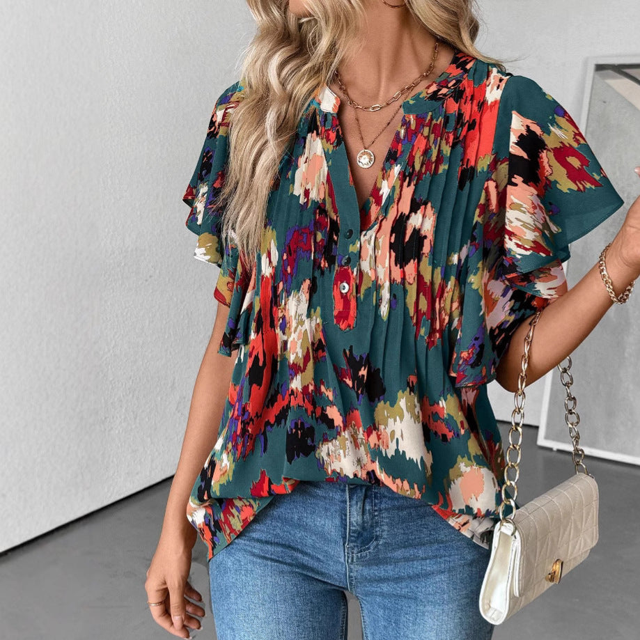 Damen Bluse mit Rüschenelementen und strukturiertem Design Drune