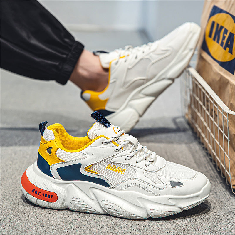 Damen modische Chunky Sneakers mit atmungsaktiver Oberflächenstruktur Drune