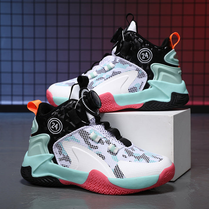 Unisex atmungsaktive Basket-Performance-Sneaker mit Drehverschluss, verstärkter Ferse und griffiger Profillaufsohle Drune