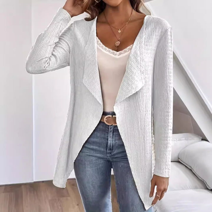Damen Wasserfall-Blazer aus Crinkle-Struktur, leicht und offen Drune