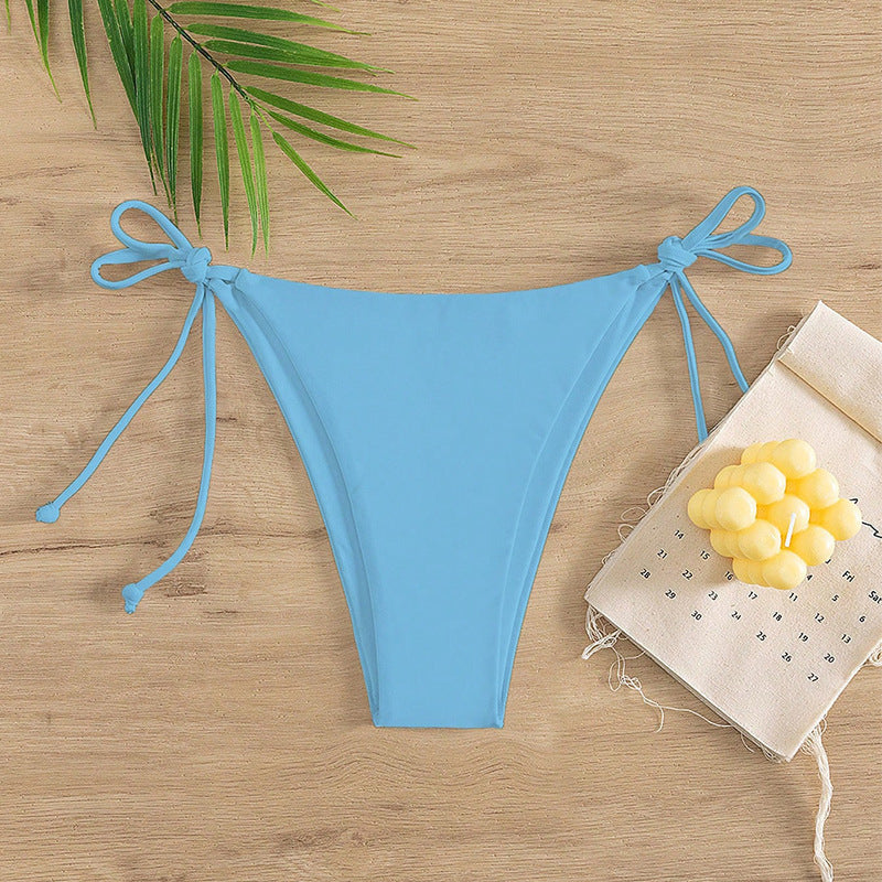 Damen Hochgeschnittenes Bikini-Unterteil mit verstellbaren Bindebändern Drune