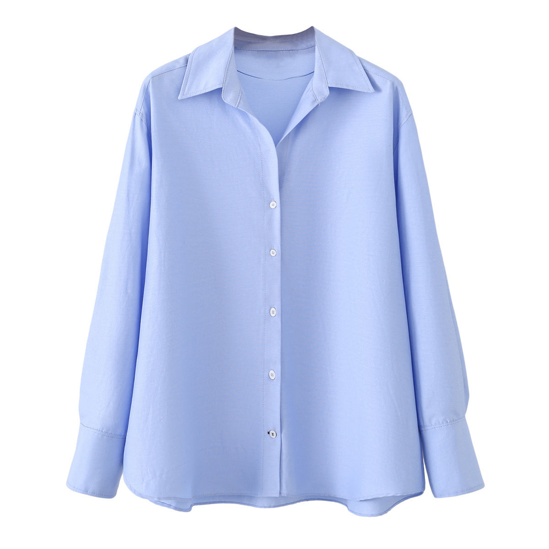 Damen Oversized-Hemdbluse mit weitem Schnitt, langen Manschettenärmeln und abgerundetem Saum Drune