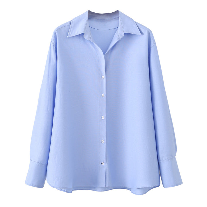 Damen Oversized-Hemdbluse mit weitem Schnitt, langen Manschettenärmeln und abgerundetem Saum Drune