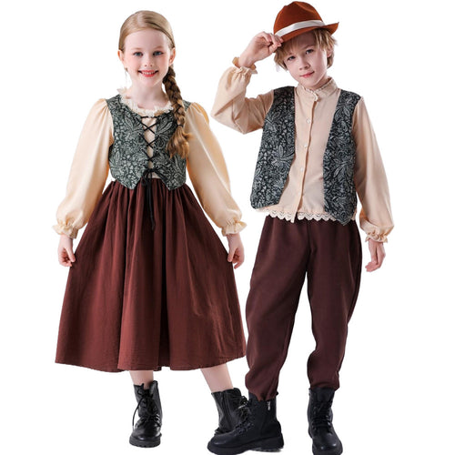 Unisex nan Kinderweste im Vintage Brokatstil mit floralem Jacquardmuster Drune