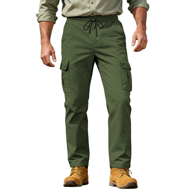 Herren nan robuste Freizeit-Cargohose mit elastischem Bund Tunnelzug und Mehrfachtaschen Drune