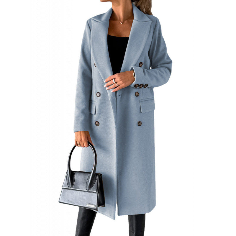 Damen Eleganter Doppelreihiger Mantel mit hochmodernem Schnitt Drune