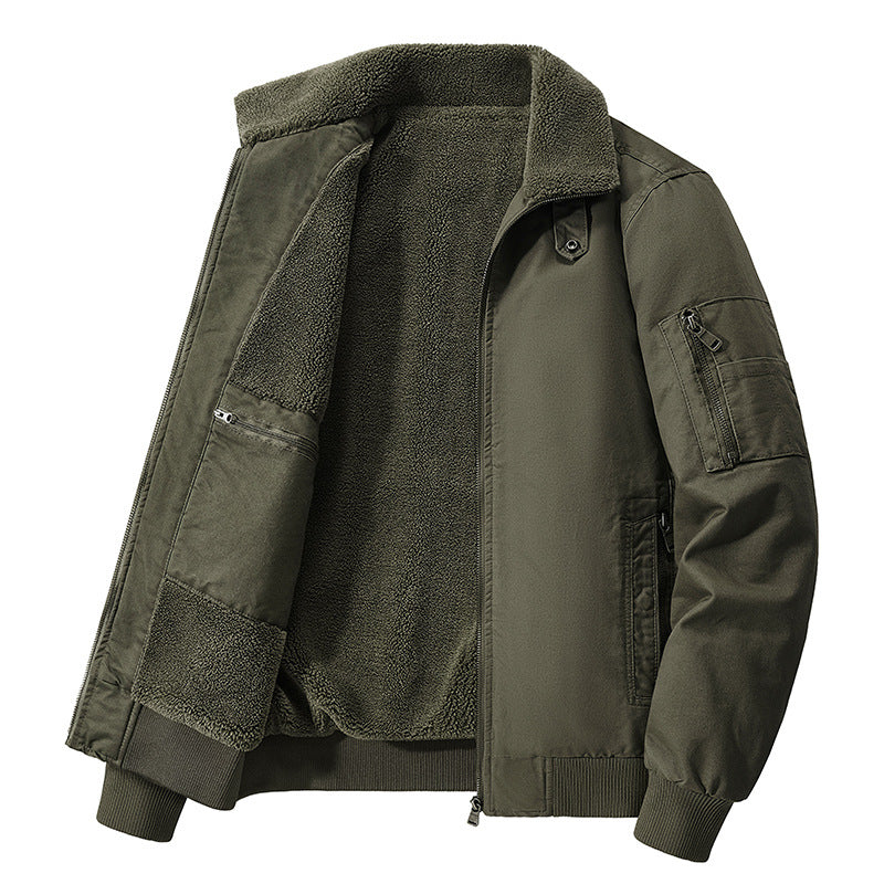 Men's  thermal sherpa-lined utility bomber jacket with inner zip stash pocket Drune