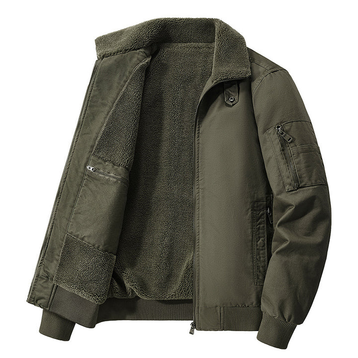 Men's  thermal sherpa-lined utility bomber jacket with inner zip stash pocket Drune