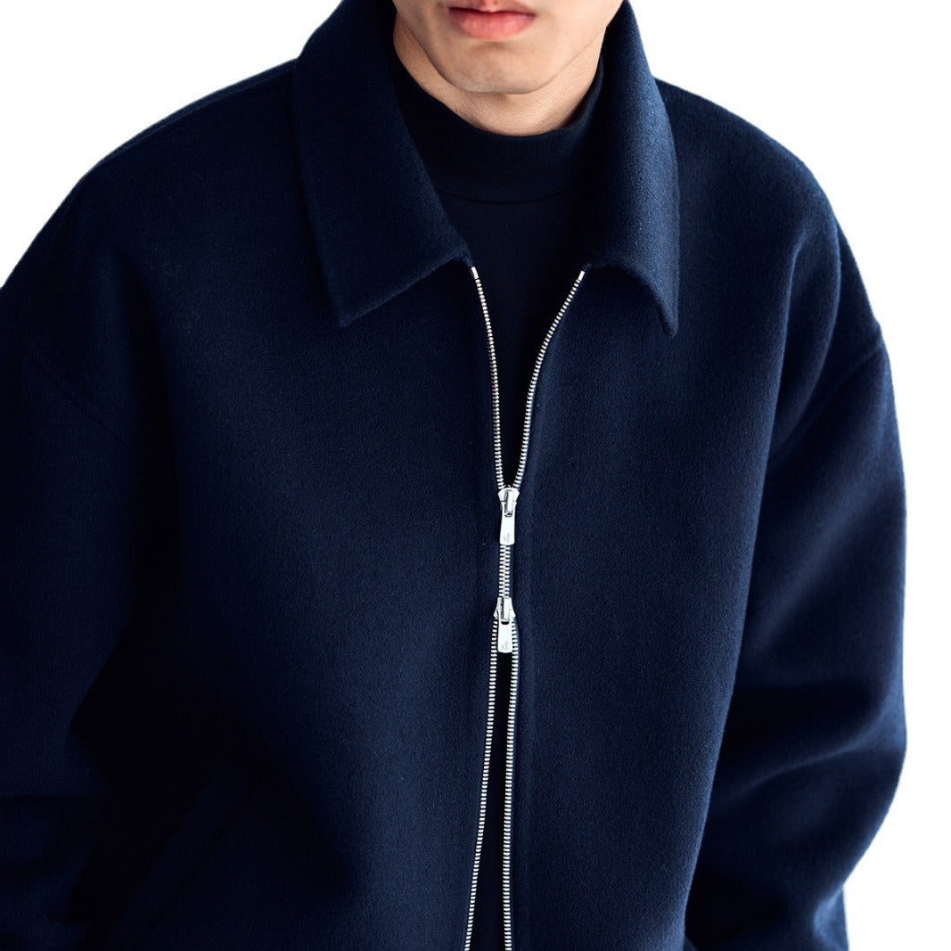 Herren Wolljacke mit Reißverschluss und weiter Passform Drune