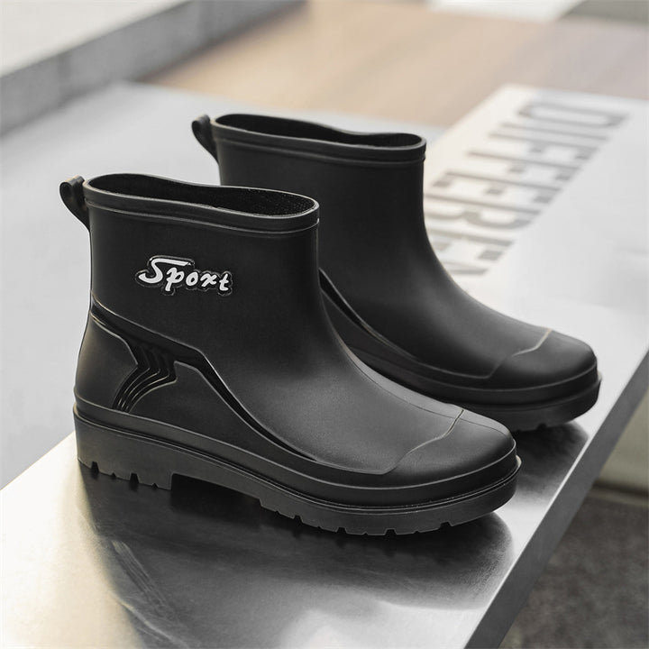 Herren Kurze wasserdichte Regenstiefelette mit Kordelverschluss und profiliertem Outdoor-Sohlendesign Drune