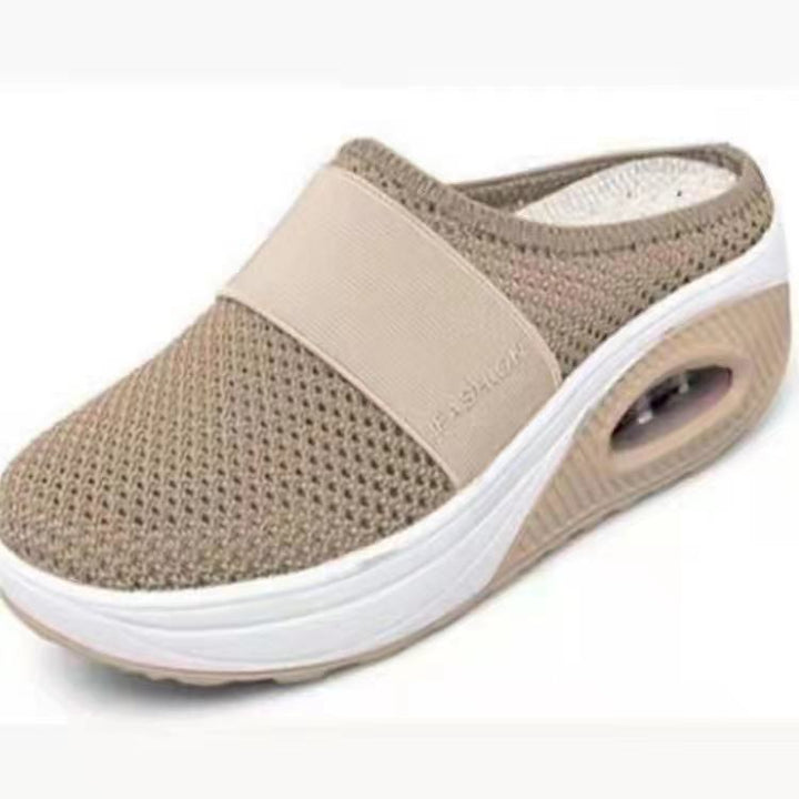 Damen Komfort-Sport-Pantolette mit luftgepolsterter Plateau-Sohle und atmungsaktivem Mesh Drune