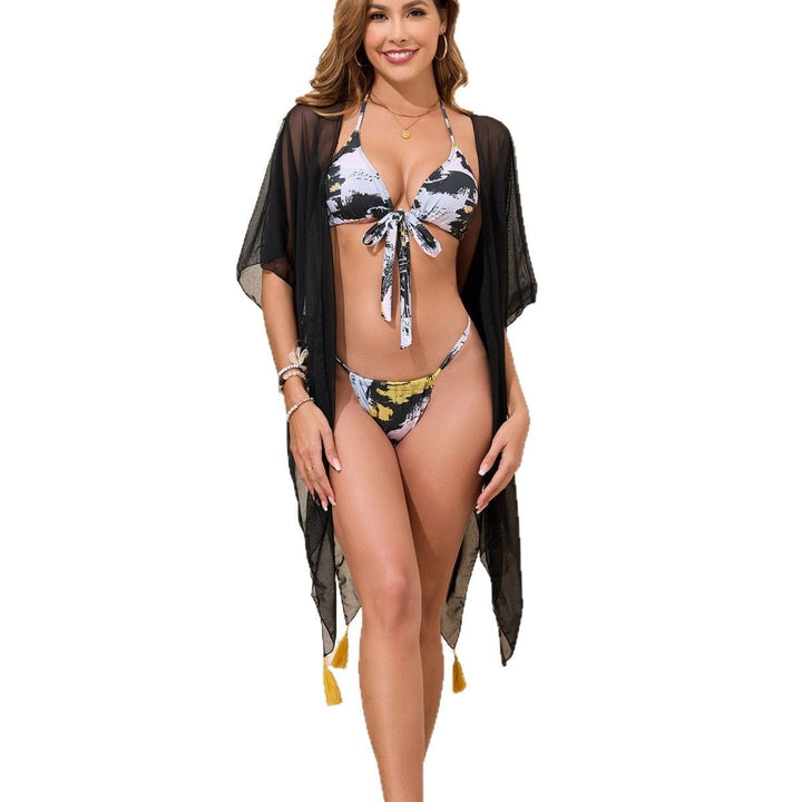 Damen Bademantel- und Bikini-Set mit trendigen Quasten Drune
