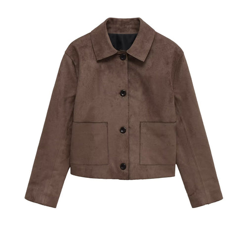 Damen modische Kurzjacke aus weich strukturiertem Material Drune
