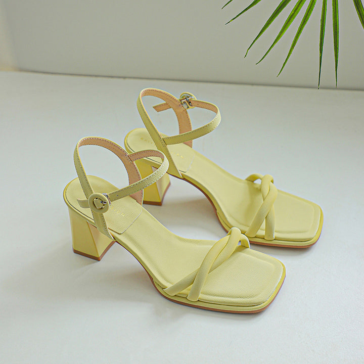 Damen Chunky Block-Absatz Riemchen Sandalen Drune